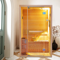 Outexer HY8 Indoor 2-Person Traditional Sauna | 3KW Optional Dry/Steam Outexer HY8 Indoor 2-Person Traditional Sauna | 3KW Optional Dry/Steam
