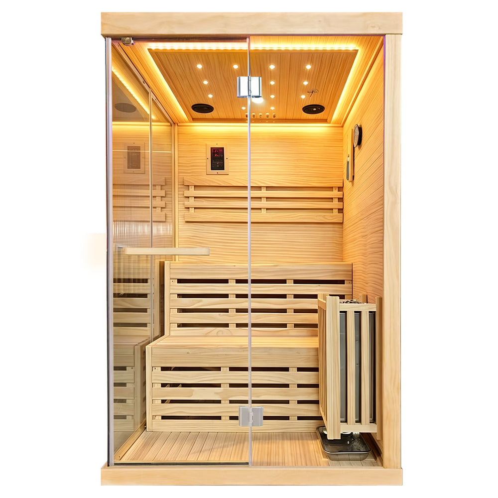 Outexer HF9 2-Person Glass Corner Indoor Traditional Sauna Outexer HF9 2-Person Glass Corner Indoor Traditional Sauna