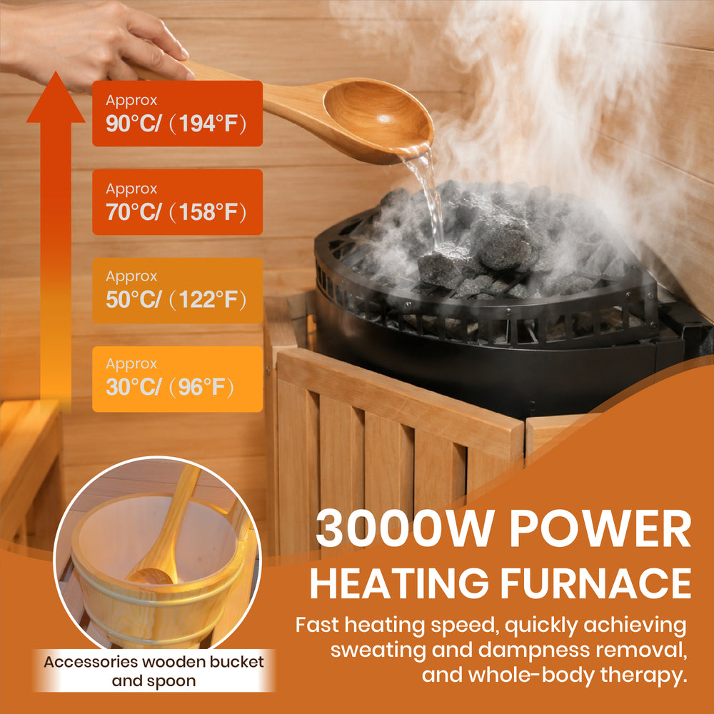 Outexer T-52S Indoor 2-Person Traditional Sauna | 3kW Heater & Sauna Stones Outexer T-52S Indoor 2-Person Traditional Sauna | 3kW Heater & Sauna Stones