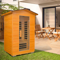 An Outexer HY2 infrared sauna in the yard An Outexer HY2 infrared sauna in the yard