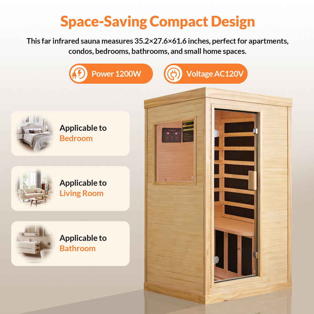 Outexer HF6 Indoor 1-Person Infrared Sauna | Compact Single Sauna Outexer HF6 Indoor 1-Person Infrared Sauna | Compact Single Sauna
