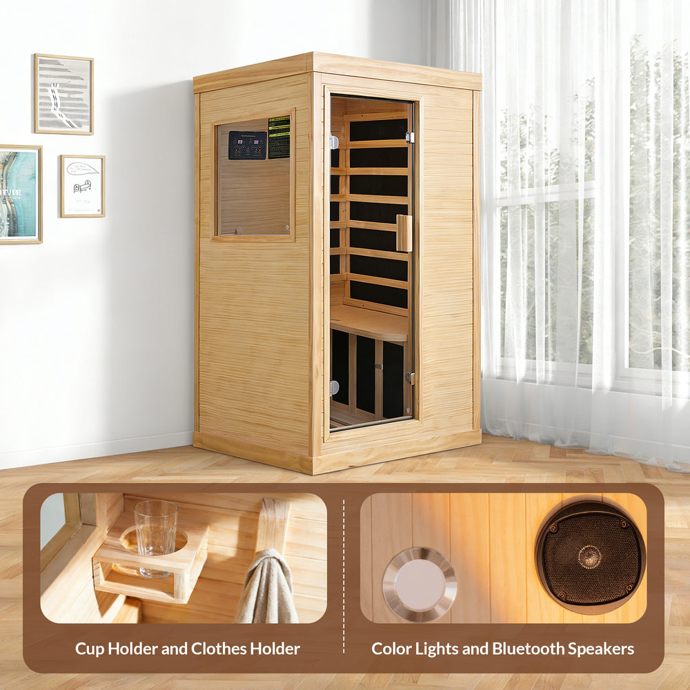 Outexer HF6 Indoor 1-Person Infrared Sauna | Compact Single Sauna Outexer HF6 Indoor 1-Person Infrared Sauna | Compact Single Sauna