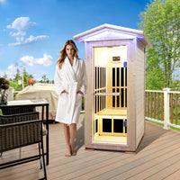 Outexer T59C2 outdoor sauna 1 person infrared sauna in the backyard Outexer T59C2 outdoor sauna 1 person infrared sauna in the backyard