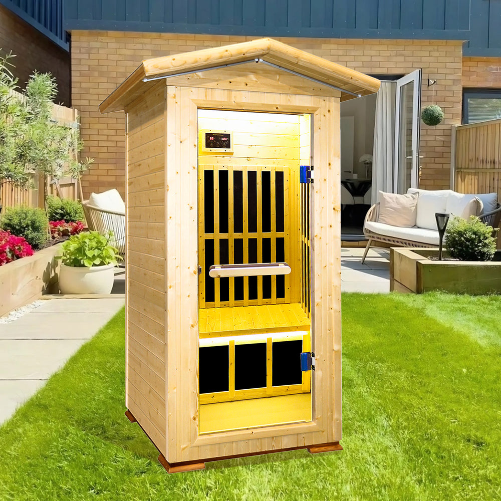 Outexer T59C2 outdoor sauna 1 person infrared sauna backyard Outexer T59C2 outdoor sauna 1 person infrared sauna backyard
