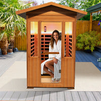 Outexer T59C3 outdoor infrared sauna in the backyard Outexer T59C3 outdoor infrared sauna in the backyard