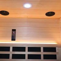 Outexer T59C3 2 person outdoor sauna interior with two speakers Outexer T59C3 2 person outdoor sauna interior with two speakers