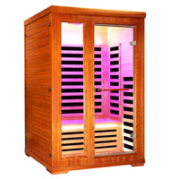 Outexer infrared sauna HM3 with glass doors on a white background Outexer infrared sauna HM3 with glass doors on a white background