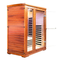 Outexer infrared sauna HM3 with glass door on a white background Outexer infrared sauna HM3 with glass door on a white background