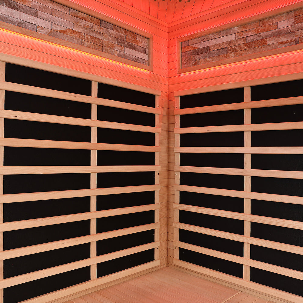 Outexer HS5 Corner Infrared Sauna for 4-5 Person | Canadian Hemlock Outexer HS5 Corner Infrared Sauna for 4-5 Person | Canadian Hemlock