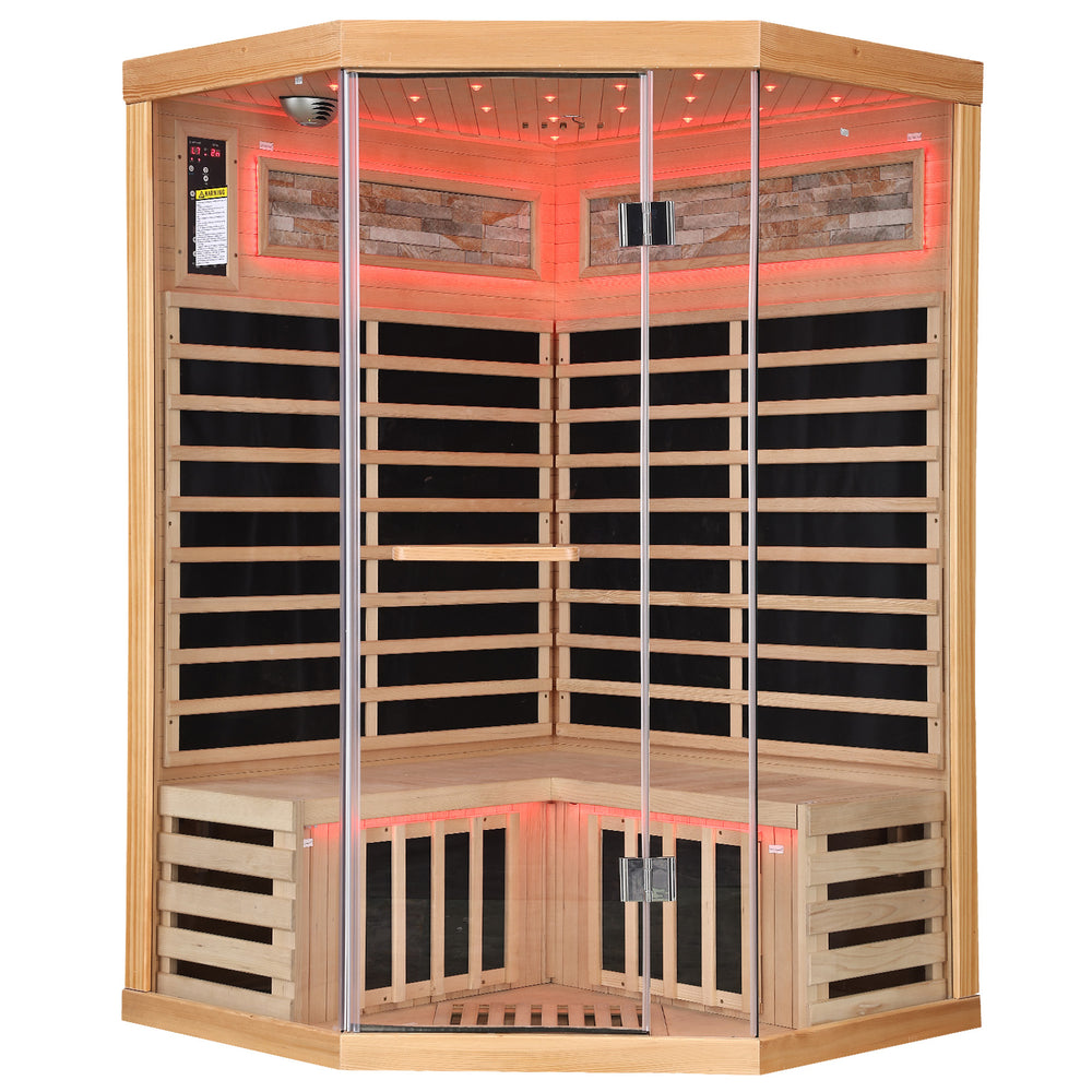 Outexer HS4 Corner Infrared Sauna for 2-3 Person | Canadian Hemlock Outexer HS4 Corner Infrared Sauna for 2-3 Person | Canadian Hemlock