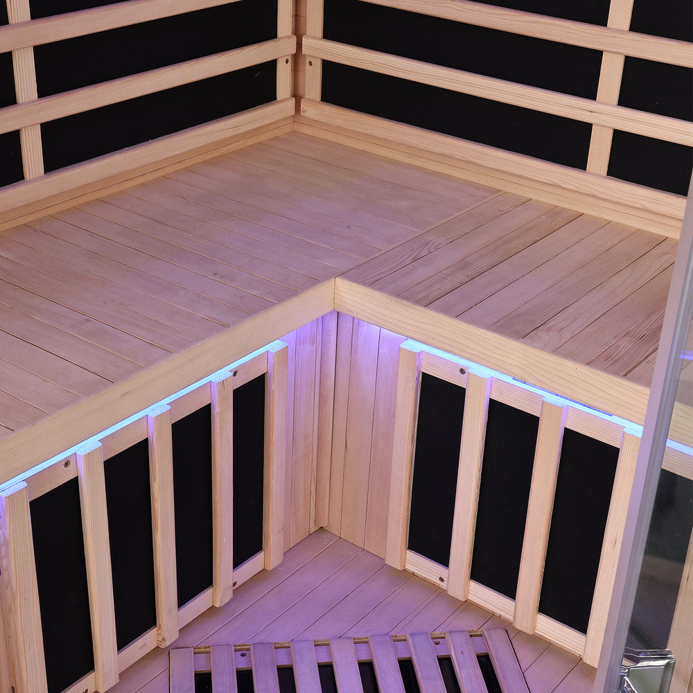 Outexer HS4 Corner Infrared Sauna for 2-3 Person | Canadian Hemlock Outexer HS4 Corner Infrared Sauna for 2-3 Person | Canadian Hemlock