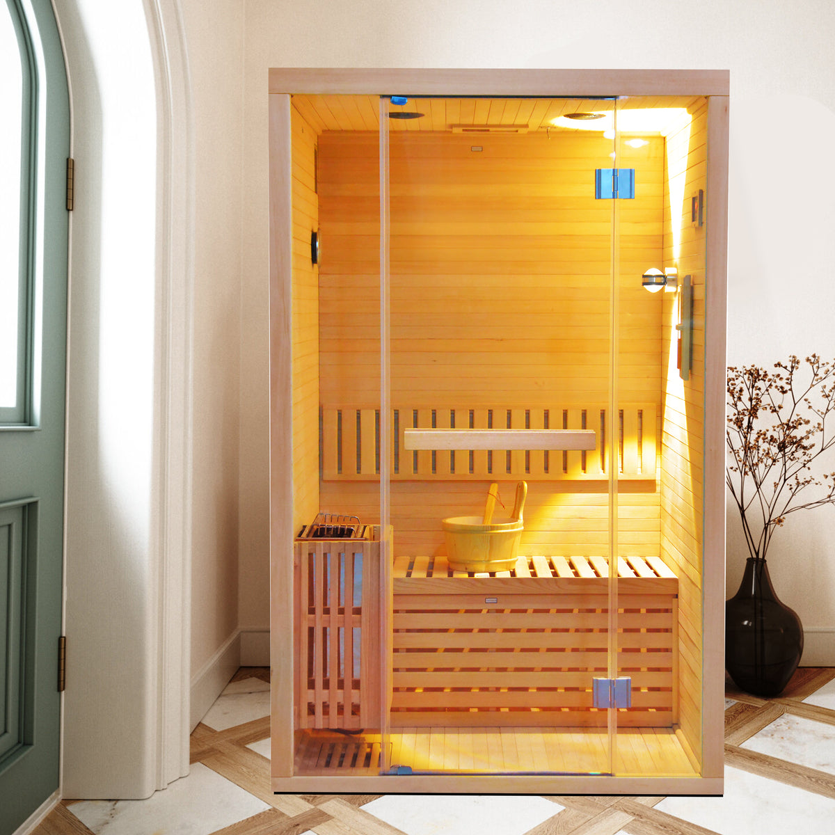 Outexer HY8 Indoor 2-Person Traditional Sauna | 3KW Optional Dry/Steam