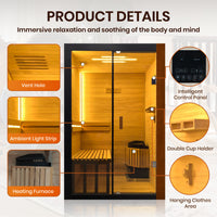 Outexer T-52S Indoor 2-Person Traditional Sauna | 3kW Heater & Sauna Stones