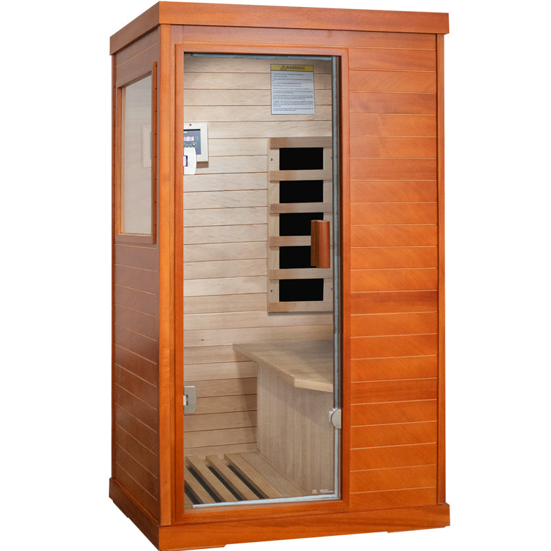 Outexer T-50C3 Far Infrared Sauna Home Sauna Spa Room Low-EMF Wood 800W Indoor Saunas with Control Panel and Tempered Glass Door, Room:35.2 * 27.6 * 61.6Inch