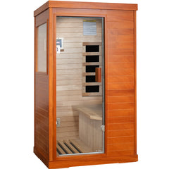 Outexer T-50C3 Far Infrared Sauna Home Sauna Spa Room Low-EMF Wood 800W Indoor Saunas with Control Panel and Tempered Glass Door, Room:35.2 * 27.6 * 61.6Inch