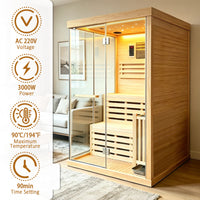 Outexer HF9 2-Person Glass Corner Indoor Traditional Sauna