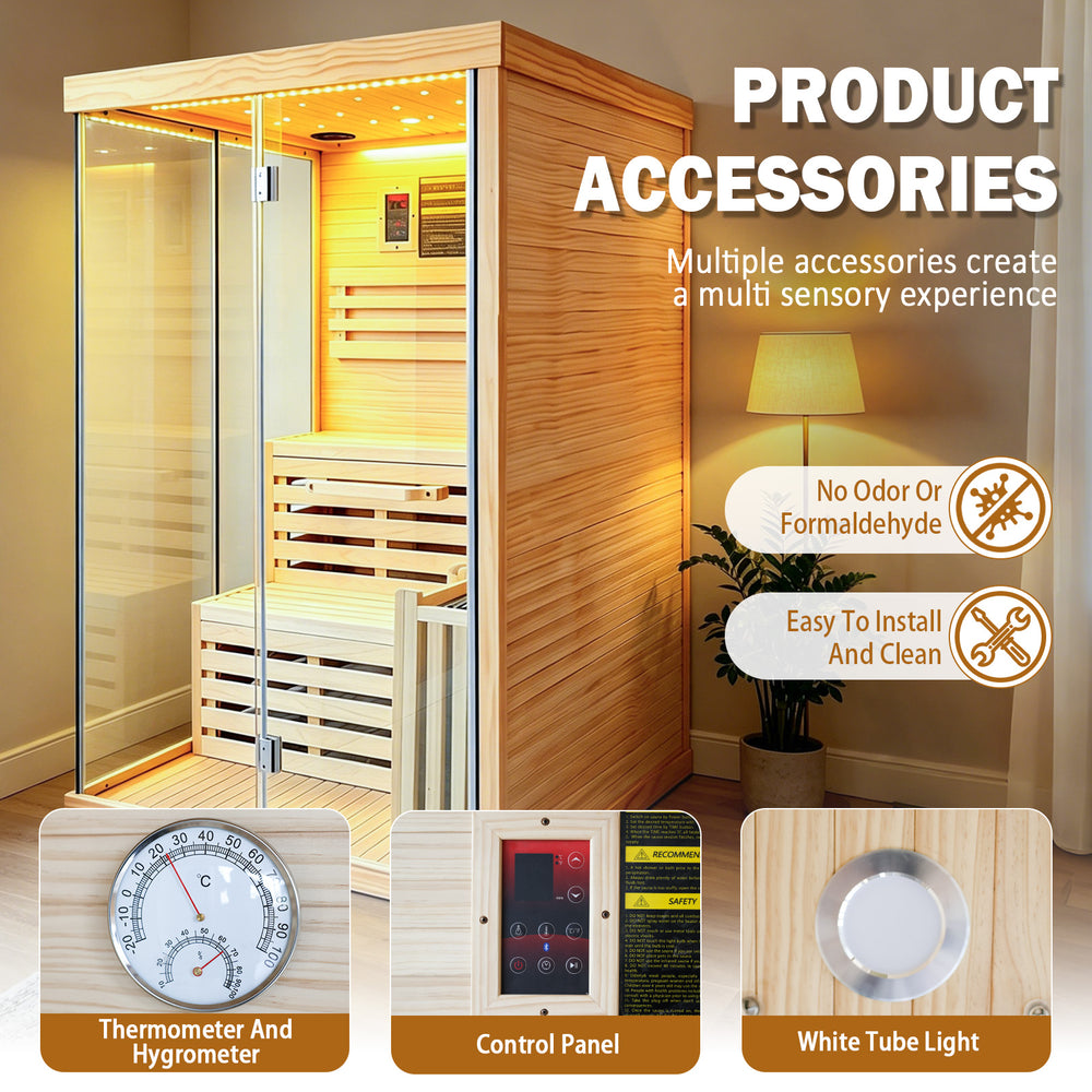 Outexer HF9 2-Person Glass Corner Indoor Traditional Sauna