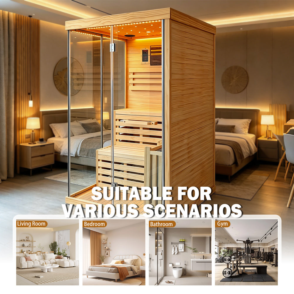 Outexer HF9 2-Person Glass Corner Indoor Traditional Sauna