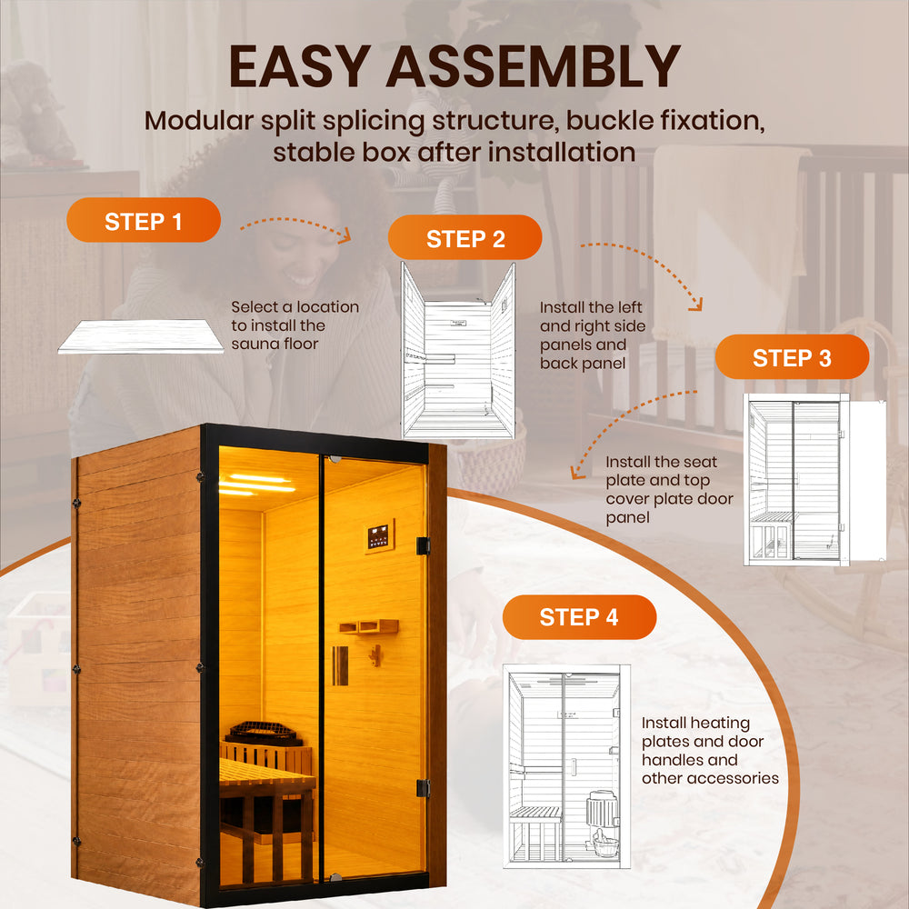 Outexer T-52S Indoor 2-Person Traditional Sauna | 3kW Heater & Sauna Stones