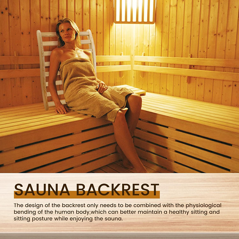 Outexer Canadian Hemlock Sauna Backrest - Slip-Resistant, Non-Toxic, Comfortable S-Shape Design - Sauna Chair with Back, Sauna Accessories for Any Infrared Sauna