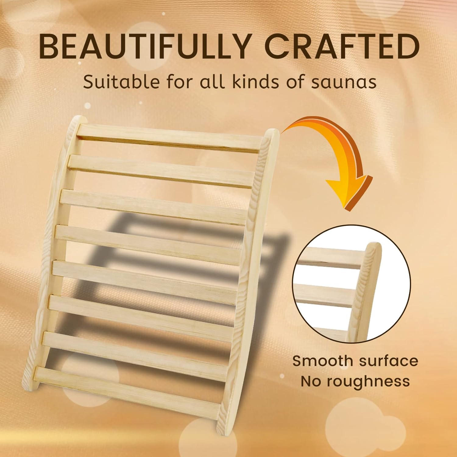 Outexer Canadian Hemlock Sauna Backrest - Slip-Resistant, Non-Toxic, Comfortable S-Shape Design - Sauna Chair with Back, Sauna Accessories for Any Infrared Sauna