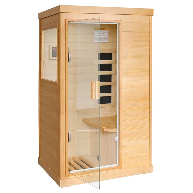 Outexer T-50C Far Infrared Sauna Home Sauna Spa Room Canadian Hemlock Wood 800W Indoor Saunas 110V with Control Panel and Tempered Glass Door, Room: 35.2 * 27.6 * 61.6Inch