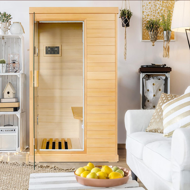 Outexer T-50C Far Infrared Sauna Home Sauna Spa Room Canadian Hemlock Wood 800W Indoor Saunas 110V with Control Panel and Tempered Glass Door, Room: 35.2 * 27.6 * 61.6Inch