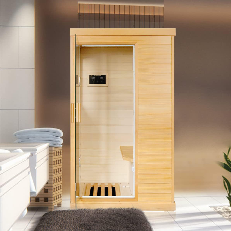 Outexer T-50C Far Infrared Sauna Home Sauna Spa Room Canadian Hemlock Wood 800W Indoor Saunas 110V with Control Panel and Tempered Glass Door, Room: 35.2 * 27.6 * 61.6Inch