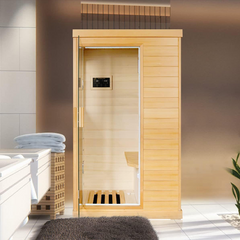 Outexer T-50C Far Infrared Sauna Home Sauna Spa Room Canadian Hemlock Wood 800W Indoor Saunas 110V with Control Panel and Tempered Glass Door, Room: 35.2 * 27.6 * 61.6Inch