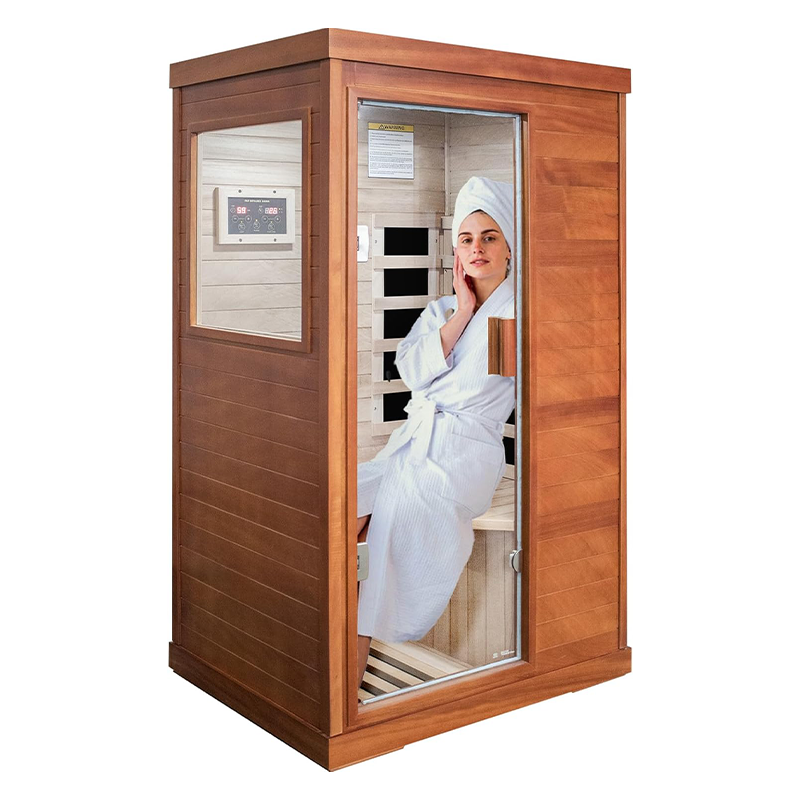 Outexer T-50C3 Far Infrared Sauna Home Sauna Spa Room Low-EMF Wood 800W Indoor Saunas with Control Panel and Tempered Glass Door, Room:35.2 * 27.6 * 61.6Inch