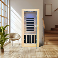 HY-MINI outexer infrared sauna next to the stairs