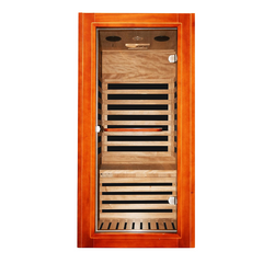 Outexer HM1 Infrared Sauna for Home Indoor Sauna Wooden Dry Sauna Room Low EMF 1080W for 1 Person with Control Panel, Bluetooth Speaker, Reading Lamp