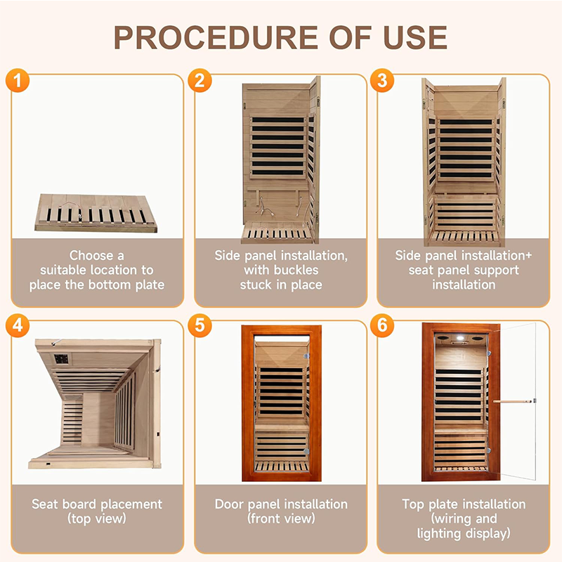 Outexer HM1 Infrared Sauna for Home Indoor Sauna Wooden Dry Sauna Room Low EMF 1080W for 1 Person with Control Panel, Bluetooth Speaker, Reading Lamp