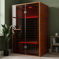 A 2-person sauna was placed in the corner of the room.