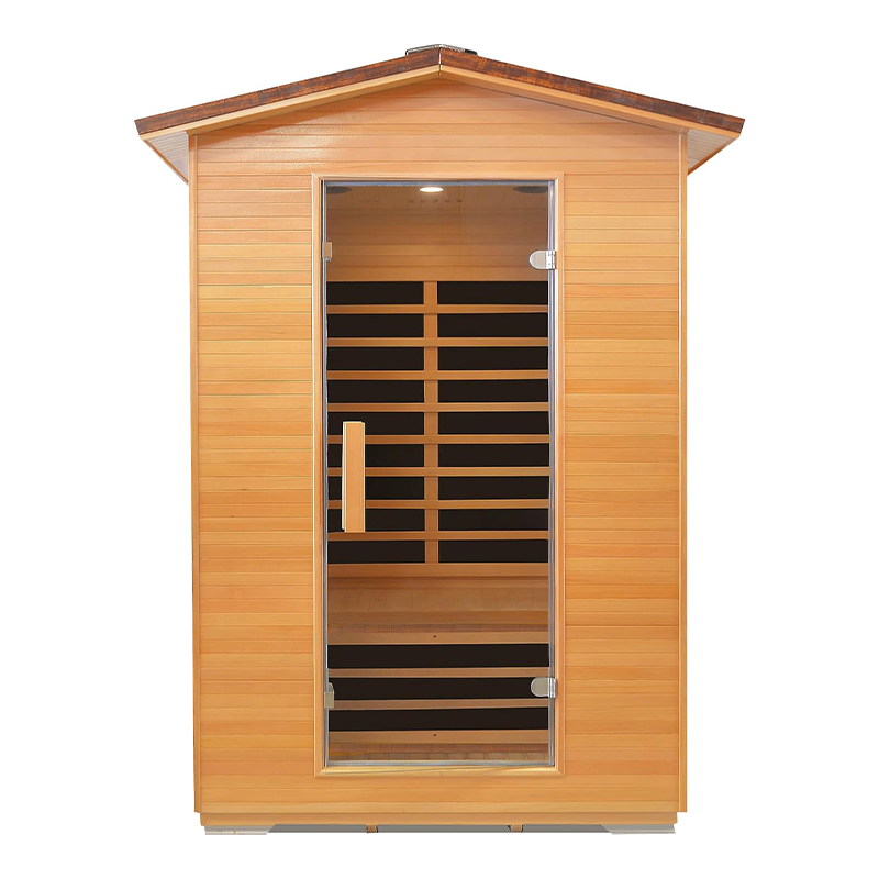 Outexer HY2 Outdoor Sauna Far Infrared Saunas Dry Sauna Room Canadian Hemlock Wood Wooden Sauna Spa 1950W Low-EMF with Cup Holder and Towel Rack for Two Person 47 * 39 * 82inch