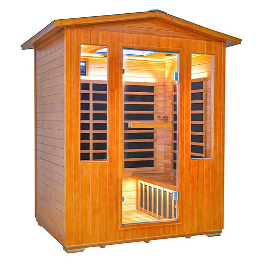 Outexer sauna hy7 with glass doors on a white background