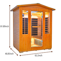 Outexer sauna HY7 with dimensions indicated on a white background