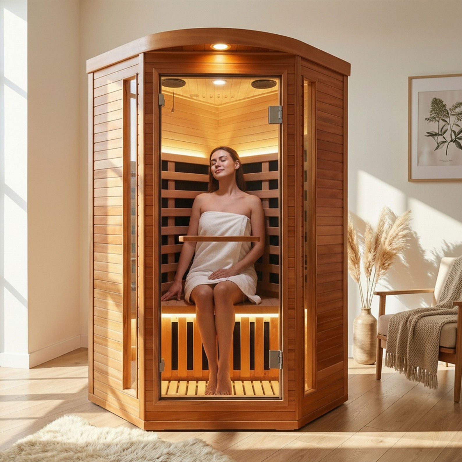 Outexer HF2 Corner Infrared Sauna | 1-Person Indoor Sauna