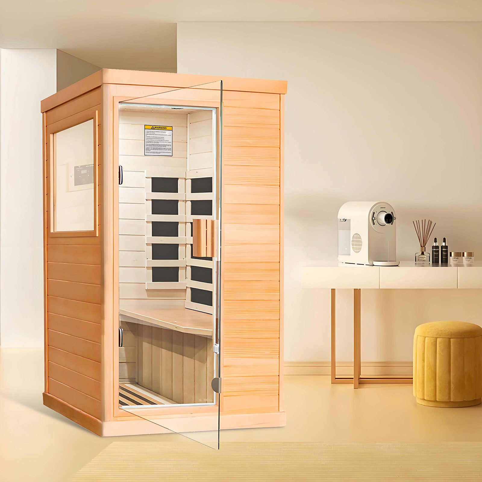 Outexer T-50C Indoor 1-Person Low EMF Far Infrared Sauna | Hemlock