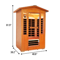 Outxer sauna HY6 with dimensions labeled on a white background
