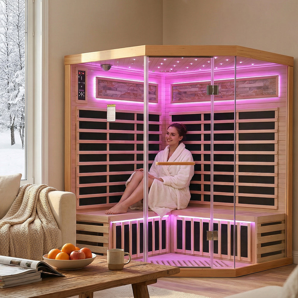 Outexer HS5 Corner Infrared Sauna for 4-5 Person | Canadian Hemlock