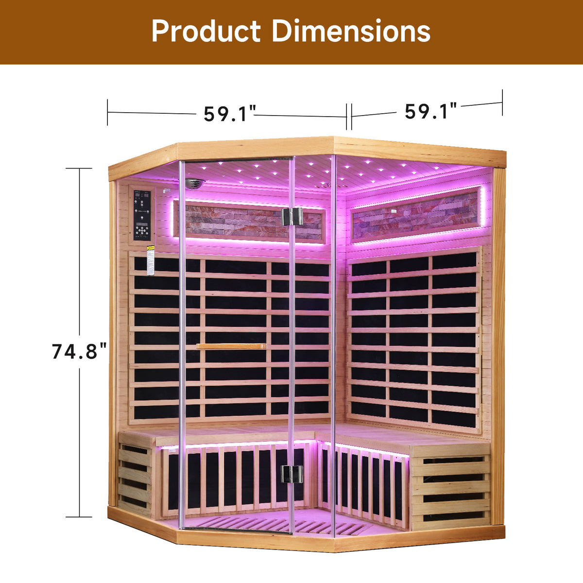 Outexer HS5 Corner Infrared Sauna for 4-5 Person | Canadian Hemlock