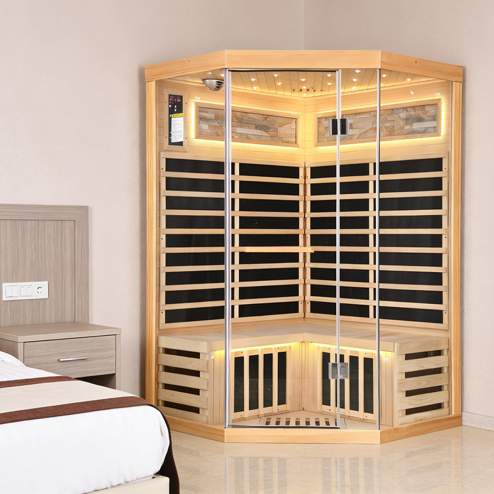 Outexer HS4 Corner Infrared Sauna for 2-3 Person | Canadian Hemlock