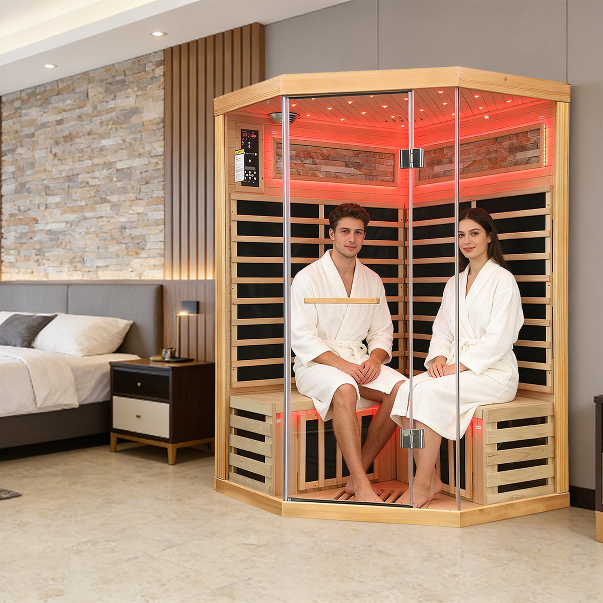 Outexer HS4 Corner Infrared Sauna for 2-3 Person | Canadian Hemlock