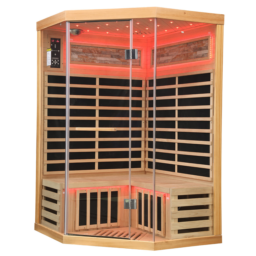 Outexer HS4 Corner Infrared Sauna for 2-3 Person | Canadian Hemlock