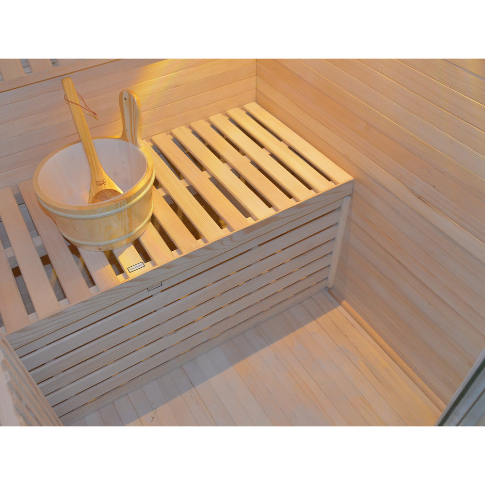 traditional sauna HY8 with a bucket and wooden spoon inside